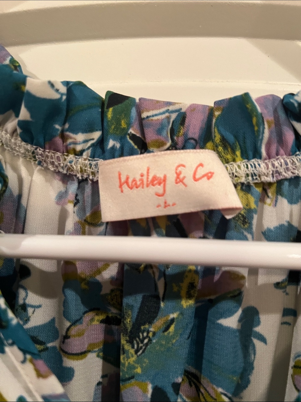 Haven & Co Floral Tiered Girls Dress in Teal, Lavender & Yellow - Picture 2 of 3